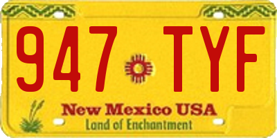 NM license plate 947TYF