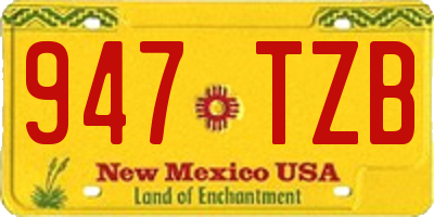 NM license plate 947TZB