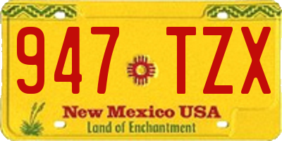 NM license plate 947TZX
