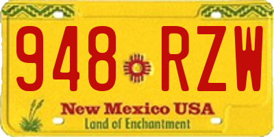 NM license plate 948RZW