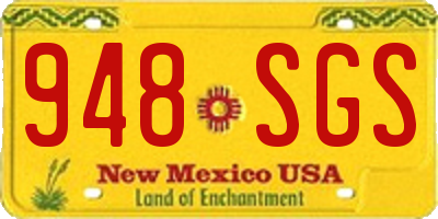 NM license plate 948SGS