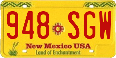 NM license plate 948SGW