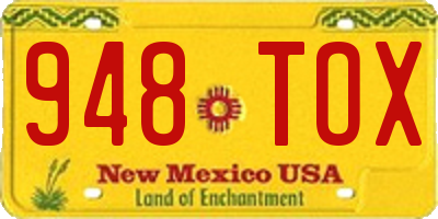 NM license plate 948TOX