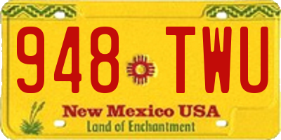 NM license plate 948TWU