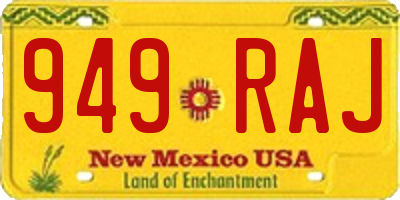 NM license plate 949RAJ