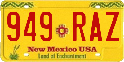 NM license plate 949RAZ