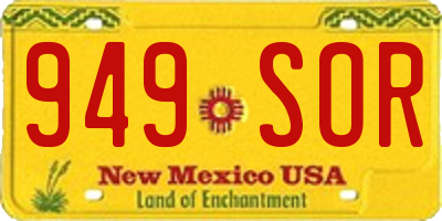 NM license plate 949SOR
