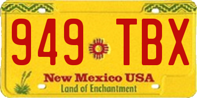 NM license plate 949TBX