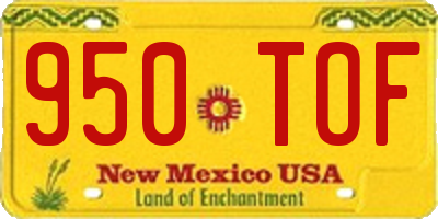 NM license plate 950TOF