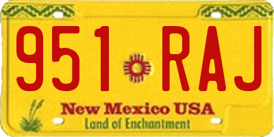 NM license plate 951RAJ