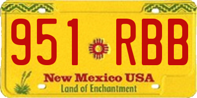 NM license plate 951RBB