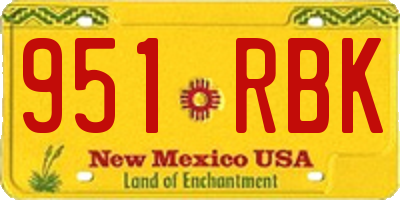 NM license plate 951RBK