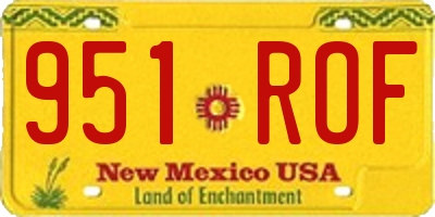 NM license plate 951ROF