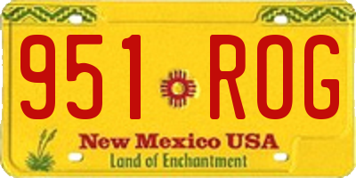 NM license plate 951ROG