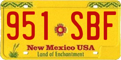NM license plate 951SBF