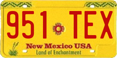 NM license plate 951TEX