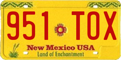 NM license plate 951TOX