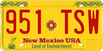 NM license plate 951TSW