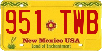 NM license plate 951TWB