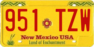 NM license plate 951TZW