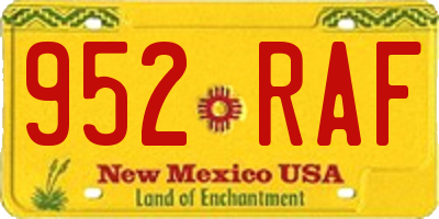 NM license plate 952RAF