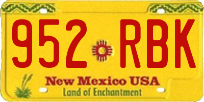 NM license plate 952RBK