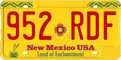 NM license plate 952RDF