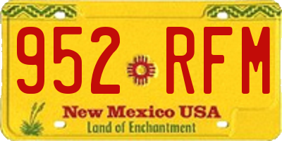 NM license plate 952RFM