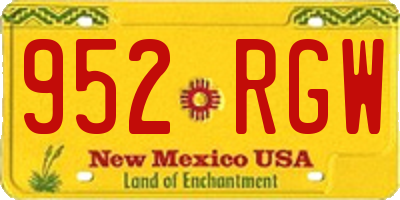NM license plate 952RGW