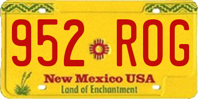 NM license plate 952ROG