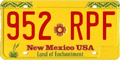 NM license plate 952RPF