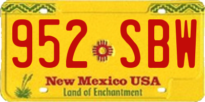NM license plate 952SBW