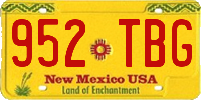 NM license plate 952TBG