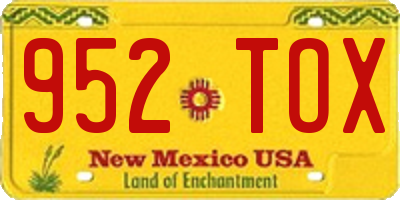 NM license plate 952TOX