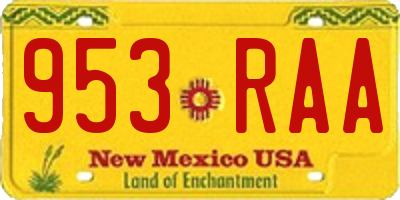 NM license plate 953RAA