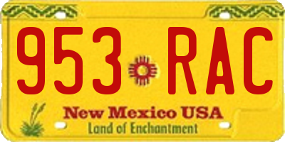 NM license plate 953RAC