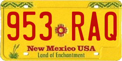 NM license plate 953RAQ