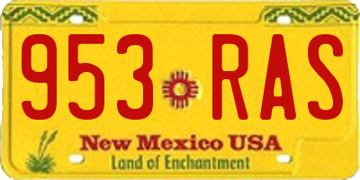 NM license plate 953RAS