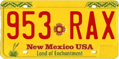 NM license plate 953RAX
