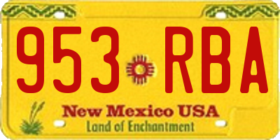 NM license plate 953RBA