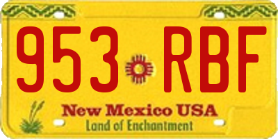 NM license plate 953RBF