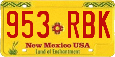 NM license plate 953RBK
