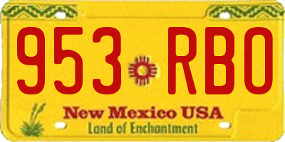 NM license plate 953RBO