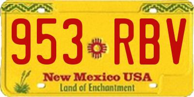 NM license plate 953RBV
