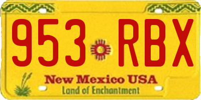 NM license plate 953RBX