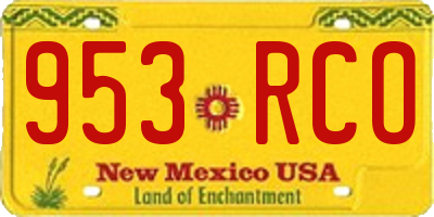 NM license plate 953RCO
