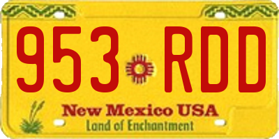 NM license plate 953RDD