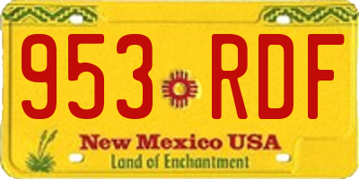 NM license plate 953RDF