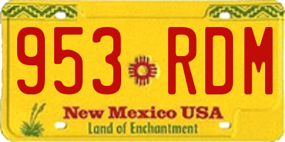 NM license plate 953RDM
