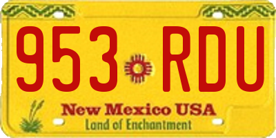 NM license plate 953RDU